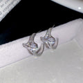 Light Luxury Copper C-Shaped Planet Zircon Stud Earrings With Silver Pins view 3
