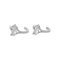 Light Luxury Copper C-Shaped Planet Zircon Stud Earrings With Silver Pins view 5