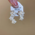 Asymmetric Floral Faux Pearl Stud Earrings, Sweet Light Luxury Silver Needle Jewelry view 4