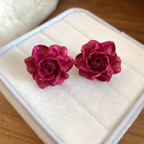 Resin Flower Stud Earrings For Women Elegant Minimalist Sweet Fashion OL Floral Jewelry