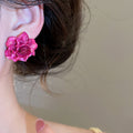 Resin Flower Stud Earrings For Women Elegant Minimalist Sweet Fashion OL Floral Jewelry view 3