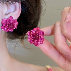 Resin Flower Stud Earrings For Women Elegant Minimalist Sweet Fashion OL Floral Jewelry