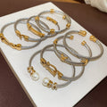 Stainless Steel Threaded Round Bangle Minimalist Light Luxury Fashion Statement Bracelet view 1