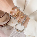 Stainless Steel Threaded Round Bangle Minimalist Light Luxury Fashion Statement Bracelet view 2