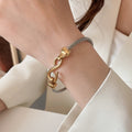 Stainless Steel Threaded Round Bangle Minimalist Light Luxury Fashion Statement Bracelet view 4