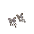 Copper Zircon Butterfly Tassel Clip-on Earrings Light Luxury Insect Ear Cuff for Women view 5