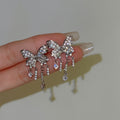 Copper Zircon Butterfly Tassel Clip-on Earrings Light Luxury Insect Ear Cuff for Women view 2