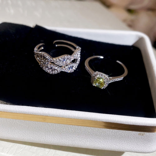 Minimalist Square Zircon Open Ring For Women