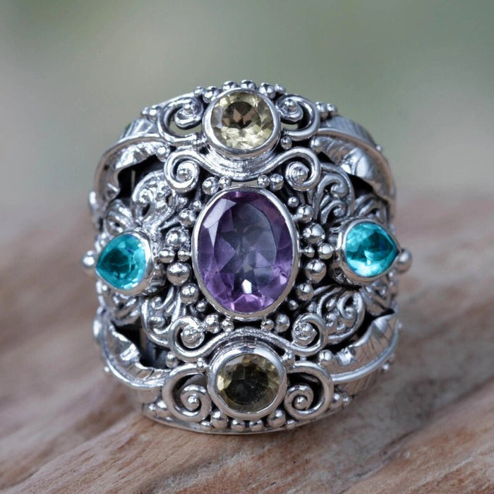 Vintage Ethnic Style Statement Ring For Women With Exaggerated Leaf Texture Jewelry