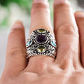Vintage Ethnic Style Statement Ring For Women With Exaggerated Leaf Texture Jewelry view 3