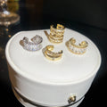 18K Gold Plated Copper Zircon Round Clip-on Earrings, Geometric No-Piercing Ear Cuffs For Women view 2