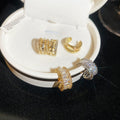 18K Gold Plated Copper Zircon Round Clip-on Earrings, Geometric No-Piercing Ear Cuffs For Women view 4