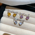 Copper Zircon Flower Bow Stud Earrings Korean Sweet Elegant Light Luxury Jewelry view 3
