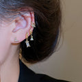 Copper Zircon Round Ear Cuff Jewelry Set Minimalist Geometric Light Luxury Earrings view 3