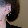 Copper Zircon Round Ear Cuff Jewelry Set Minimalist Geometric Light Luxury Earrings view 1