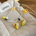 Sweet Beach Vacation Artificial Crystal Lemon Necklace Earrings Jewelry Set For Women view 4