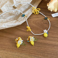 Sweet Beach Vacation Artificial Crystal Lemon Necklace Earrings Jewelry Set For Women view 2