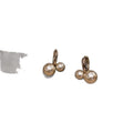 French Vintage Mocha Cherry Faux Pearl Geometric Stud Earrings For Elegant Niche Style view 5
