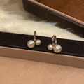 French Vintage Mocha Cherry Faux Pearl Geometric Stud Earrings For Elegant Niche Style view 3