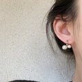 French Vintage Mocha Cherry Faux Pearl Geometric Stud Earrings For Elegant Niche Style view 4