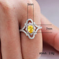 Silver-Tone Ornate Crystal Ring With Green or Yellow Center view 5
