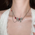 Rhinestone Bow Alloy Necklace For Women, Palace Style Light Luxury Clavicle Chain view 3