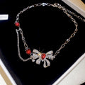 Rhinestone Bow Alloy Necklace For Women, Palace Style Light Luxury Clavicle Chain view 2