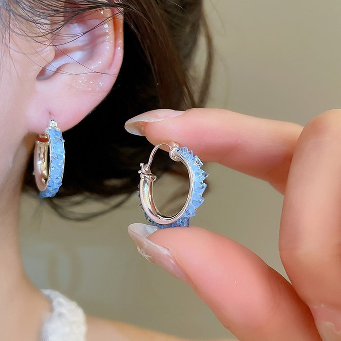 Korean Style Round Faux Crystal Ear Cuff Earrings Minimalist Light Luxury Geometric Jewelry