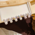 Light Luxury Floral Zircon Faux Pearl Stud Earrings With Silver Pins Elegant Niche Design view 3