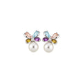 Light Luxury Floral Zircon Faux Pearl Stud Earrings With Silver Pins Elegant Niche Design view 5