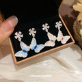 Copper Zircon Butterfly Flower Stud Earrings, Sweet Elegant Light Luxury Style view 1