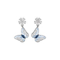 Copper Zircon Butterfly Flower Stud Earrings, Sweet Elegant Light Luxury Style view 5
