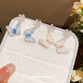 Copper Zircon Butterfly Flower Stud Earrings, Sweet Elegant Light Luxury Style view 3