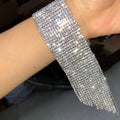 Copper Wide Cuff Bangle With Rhinestone Tassel Geometric Statement OL Fashion Jewelry view 3