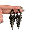Copper Dark Gothic Zircon Rhombus Tassel Drop Earrings With Silver Pin Posts view 5