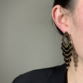 Copper Dark Gothic Zircon Rhombus Tassel Drop Earrings With Silver Pin Posts view 4