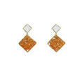 14K Gold Plated Silver Needle Artificial Crystal Rhombus Stud Earrings Minimalist Niche Style view 5