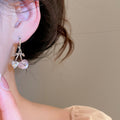 Light Luxury Alloy Heart Cherry Pendant Drop Earrings, Sweet Cool Everyday Ear Cuff Style view 3