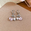 Light Luxury Alloy Heart Cherry Pendant Drop Earrings, Sweet Cool Everyday Ear Cuff Style view 4