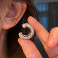 Minimalist Zircon Faux Pearl Round Clip-on Earrings For Women, Light Luxury Geometric Ear Cuffs view 3