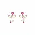 Crystal Bow Heart Clip-on Earrings Sweet Fresh Elegant Beach Vacation Non Pierced Jewelry view 5