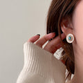 Vintage Oval Shell Mother Of Pearl Zircon Stud Earrings Bohemian Geometric Light Luxury Jewelry view 2
