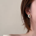 Vintage Oval Shell Mother Of Pearl Zircon Stud Earrings Bohemian Geometric Light Luxury Jewelry view 4