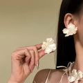 Elegant Faux Crystal Flower Tassel Earrings And Necklace Jewelry Set For Resort Style view 3