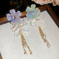 Elegant Faux Pearl Floral Tassel Drop Earrings French Vacation Style Fashion Jewelry view 4