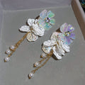 Elegant Faux Pearl Floral Tassel Drop Earrings French Vacation Style Fashion Jewelry view 2