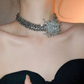 European American Smooth Copper Flower Cluster Earrings And Necklace Jewelry Set For Women view 4