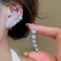 Korean Light Luxury Copper Round Zircon Clip-on Earrings For Women No Piercing Ear Cuff view 1