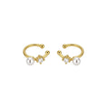 Vintage Zircon Flower Faux Pearl Clip-on Earrings Elegant No Piercing Ear Cuff Jewelry view 5
