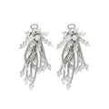 European Style Crystal Flower Tassel Clip-on Earrings For Beach Vacation Elegant Non Pierced Jewelry view 5